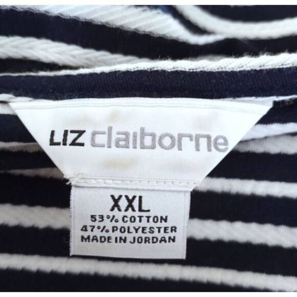 LIZ CLAIBORNE BLACK & WHITE STRIPE SHIRT SZ.XXL EUC. - Picture 4 of 5